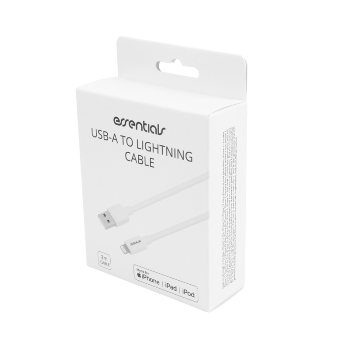 UTGATT1 - Essentials MFi Lightning USB-A Kabel 3m - Vit