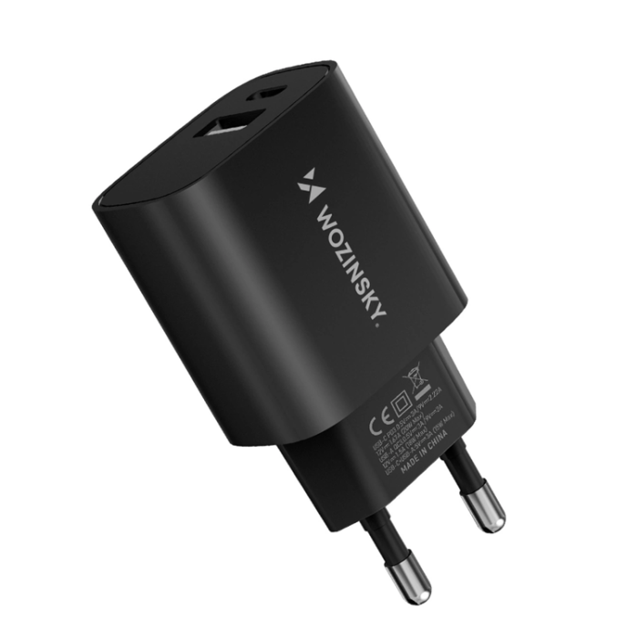 Wozinsky - Wozinsky USB-A USB-C 20W Väggladdare - Svart