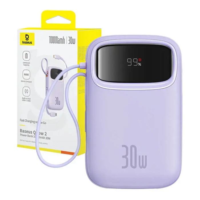 BASEUS - Baseus Powerbank 10000 mAh 30W USB-C QPow 2 - Lila