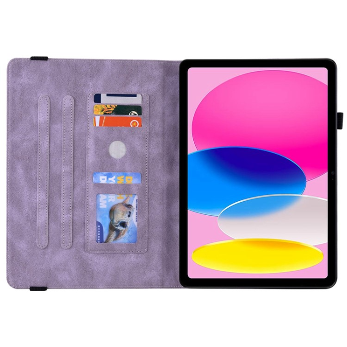 A-One Brand - iPad 10.9 (2022) Fodral Butterfly Flower Imprinted - Lila