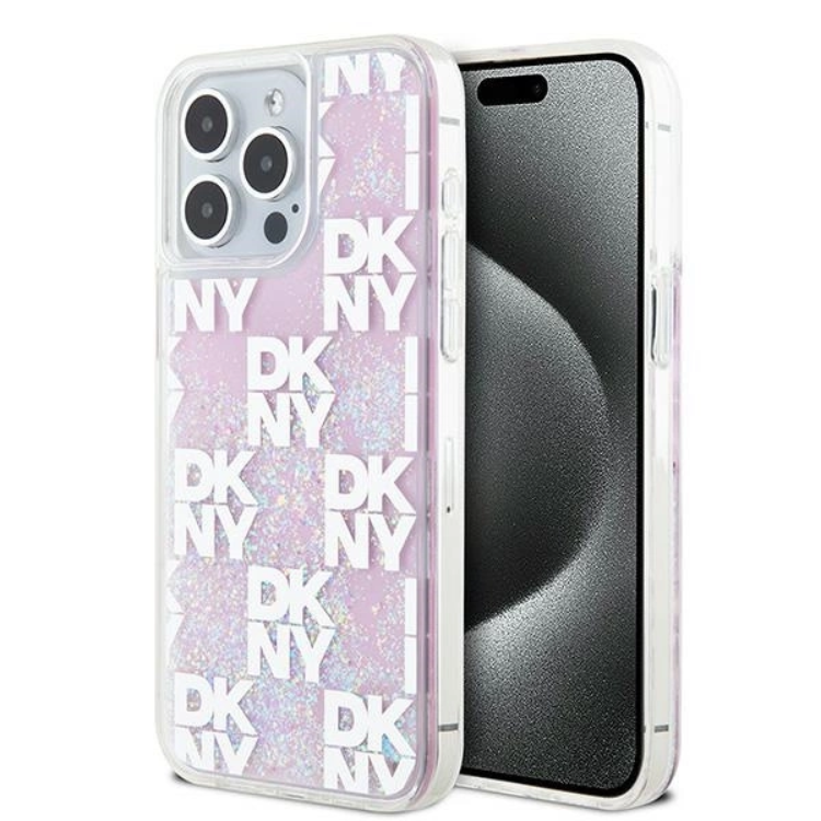 DKNY iPhone 15 Pro Max Mobilskal Liquid Glitter Multi Logo - Rosa | 2353 | AlltMobil
