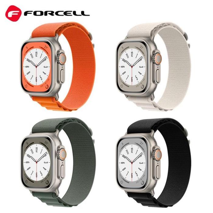 Forcell - Forcell Apple Watch (42/44/45/49mm) Armband F-Design - Ljusgrå