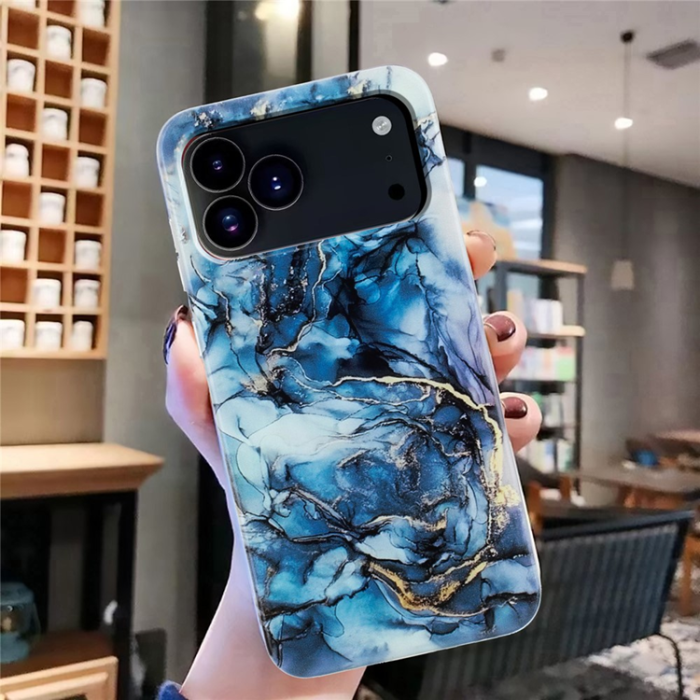 A-One Brand - iPhone 17 Pro Max Mobilskal Marble Pattern Painted TPU - Grå