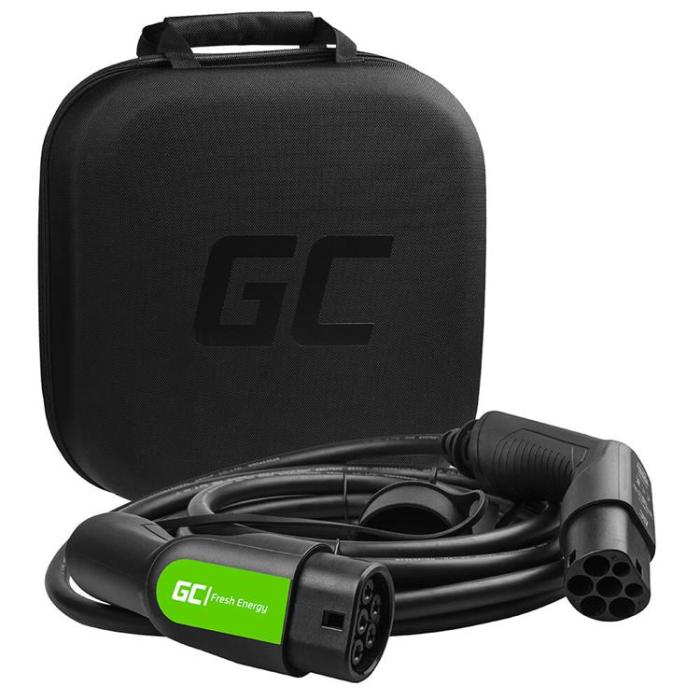 UTGATT1 - GREENCELL Laddkabel Elbil EV12 Typ2 7m 11kW 16A 3-FAS IP55 - Svart
