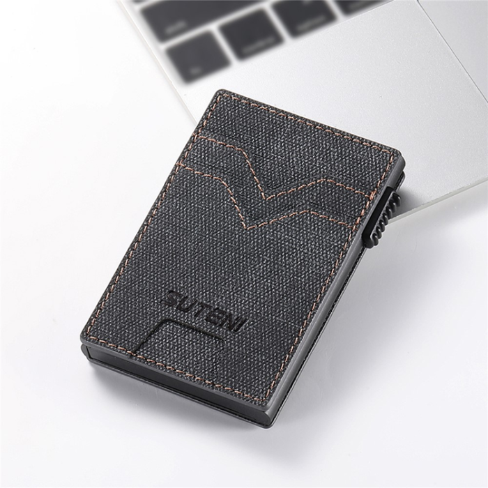 SUTENI - SUTENI Korthållare Automatiskt Pop-Up Double-Sided Jeans Texture