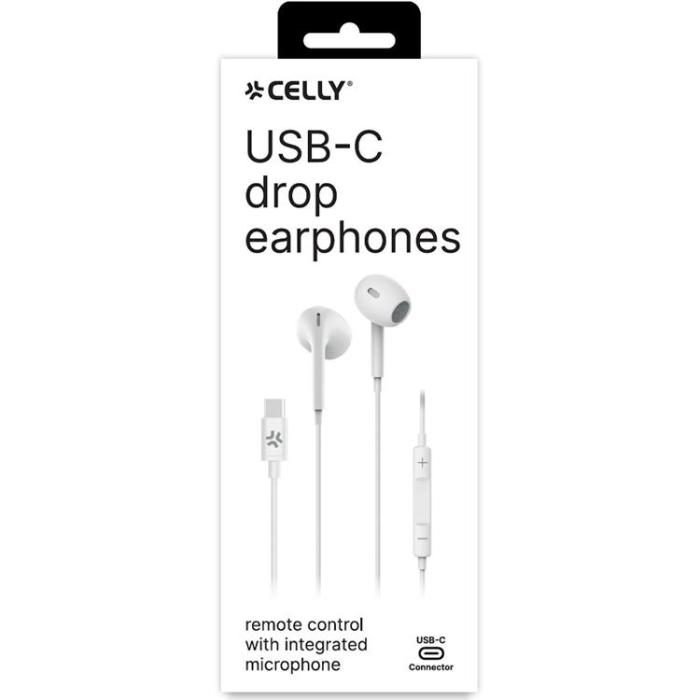 Celly - CELLY UP1300 Stereoheadset Drop In-Ear USB-C - Vit