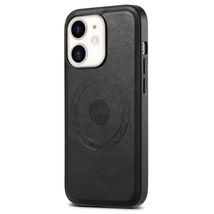 DENIOR - DENIOR iPhone 12/12 Pro Magnetiskt Fodral KonstLäder Svart