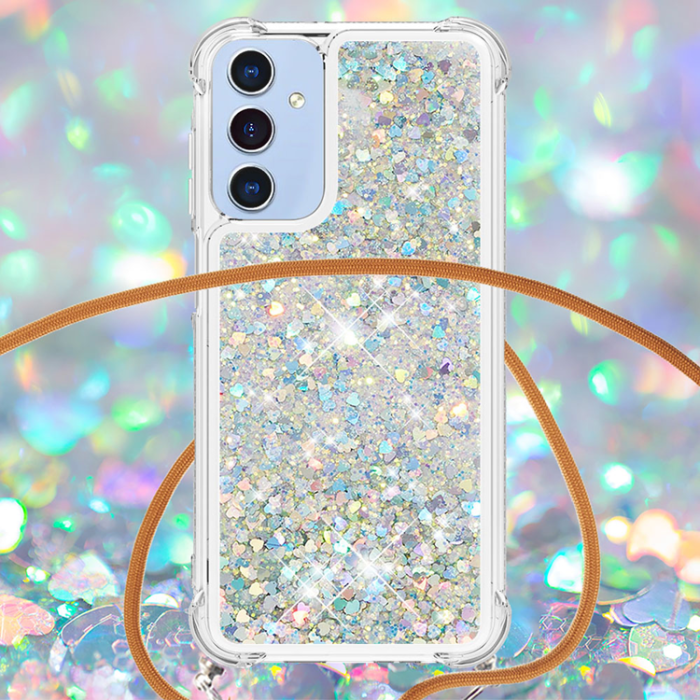 A-One Brand - Galaxy A17 / A26 Mobilskal med Snodd - Silver / Hearts