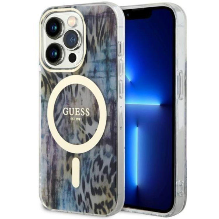 Guess iPhone 14 Pro Max Mobilskal MagSafe Leopard - Blå | 2353 | AlltMobil