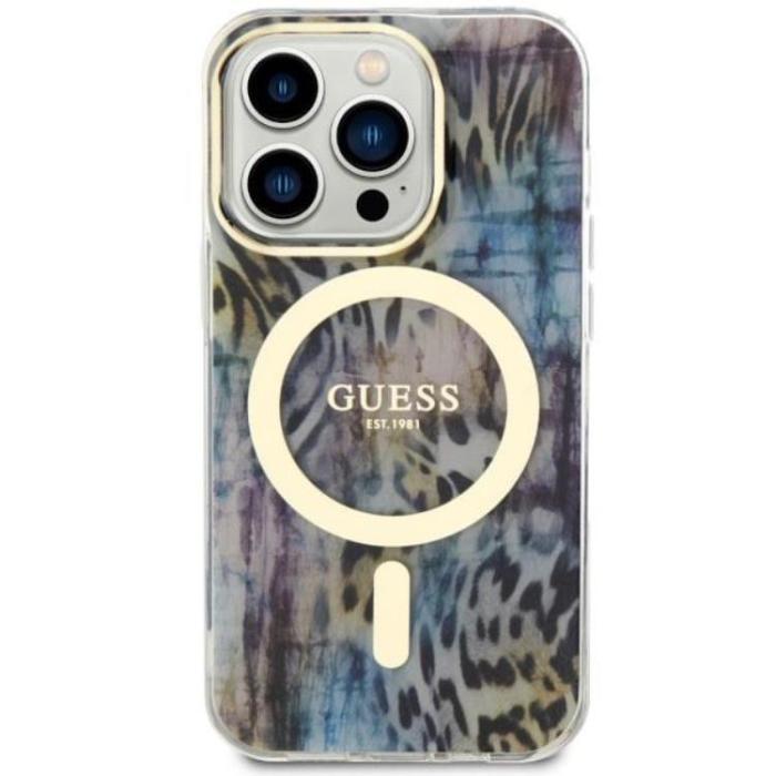 Guess - Guess iPhone 14 Pro Max Mobilskal MagSafe Leopard - Blå