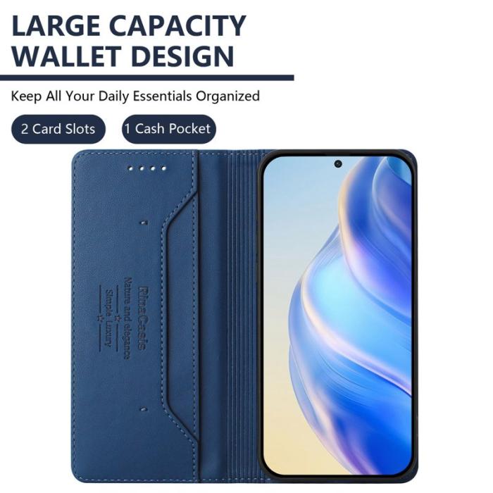 OEM - RINACASIS Samsung Galaxy S26+ Plånboksfodral Konstläder RFID Skydd - Blå