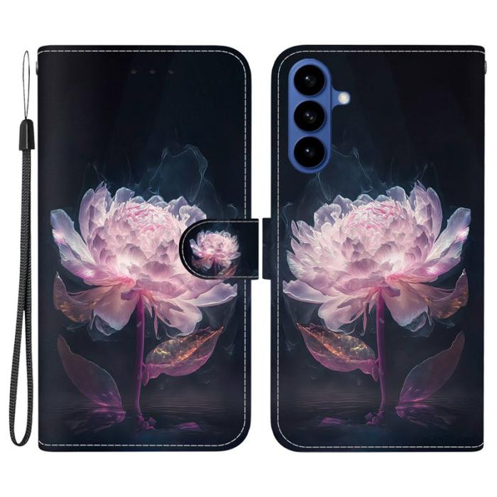 OEM - Samsung Galaxy S26 Plånboksfodral Anti-Drop Mönstertryck Konstläder - Lila Peony