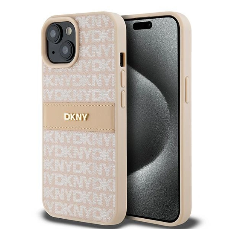 DKNY iPhone 15/14 Plus Mobilskal Läder Mono Stripe & Metal Logo | 2353 | AlltMobil