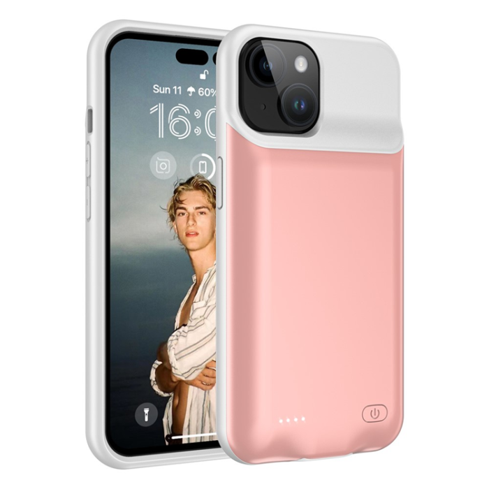 A-One Brand - iPhone 15 Batteriskal 7000mAh - Rosa
