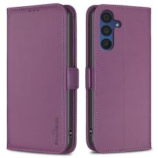 BINFEN COLOR - BINFEN Samsung Galaxy A35 5G Fodral Konstl&auml;der Flip - M&ouml;rklila