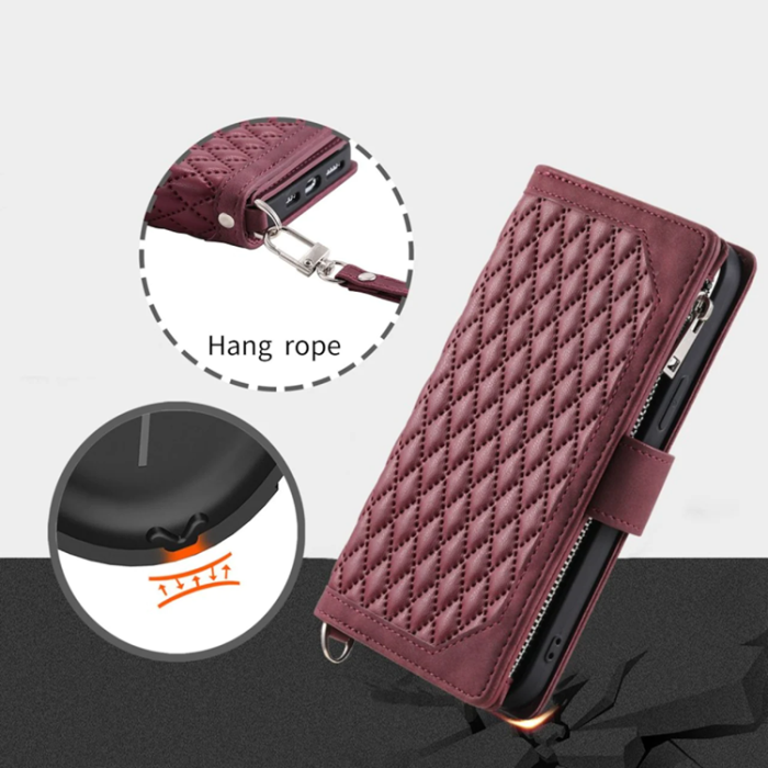 A-One Brand - iPhone 11 Plånboksfodral Quilted - Röd