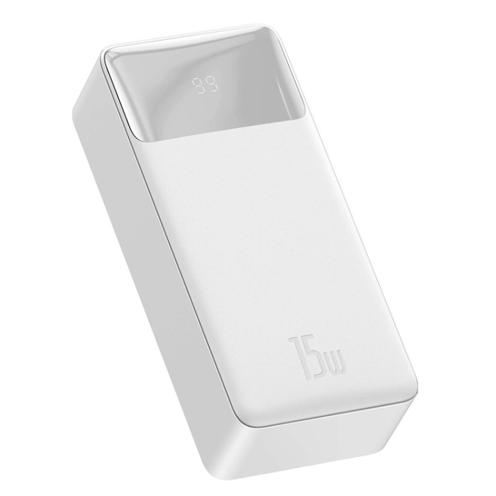 BASEUS - Baseus Powerbank 30000mAh 15W Bipow Med Micro-USB Kabel - Vit