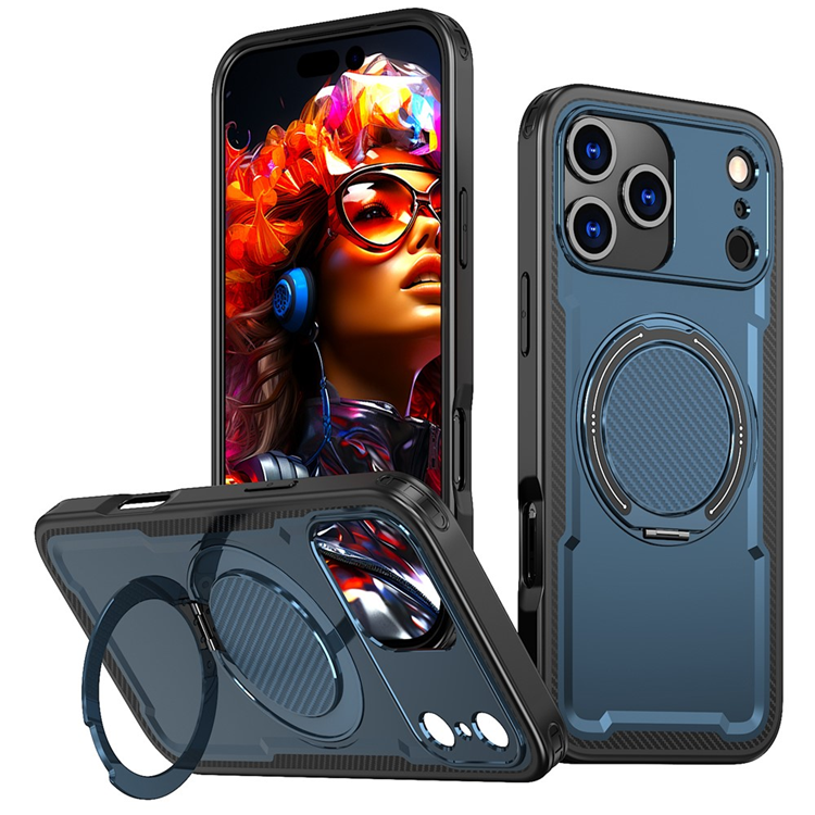 iPhone 17 Pro Max Mobilskal MagSafe TPU+PC Kickstand - Blå | 2353 | AlltMobil