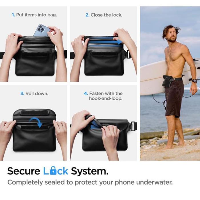 Spigen - Spigen Universal Vattentät Mobilväska och Midjeväska A621 - Svart