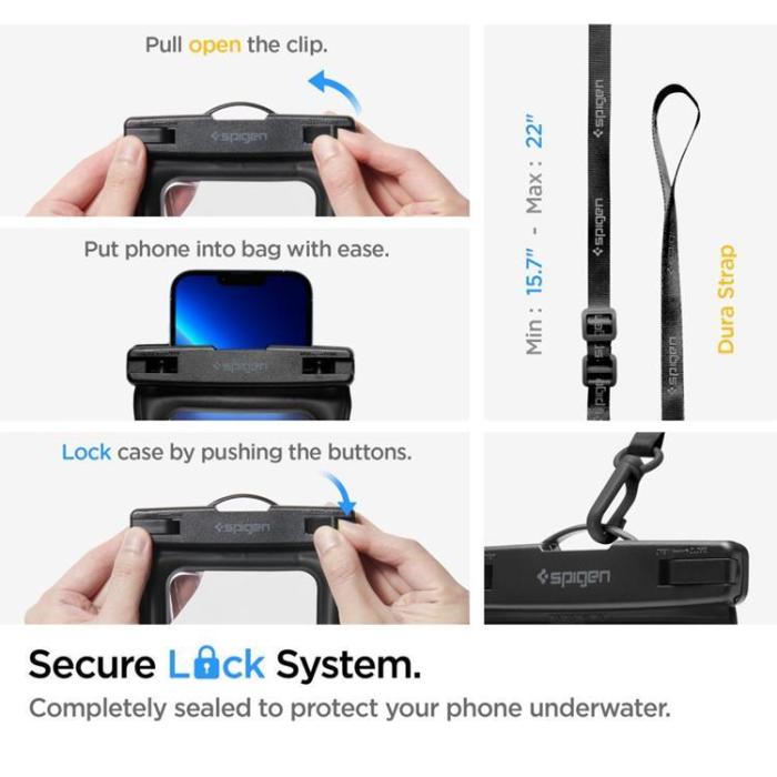 Spigen - Spigen Universal Vattentät Mobilväska och Midjeväska A621 - Svart