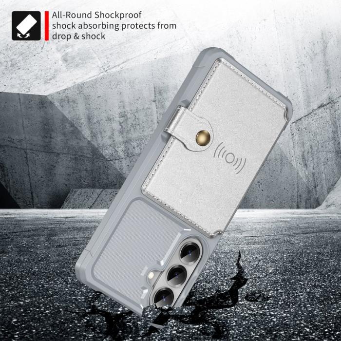 OEM - Mobilfodral för Samsung Galaxy S26 Plus Kortfack Konstläder - Silver