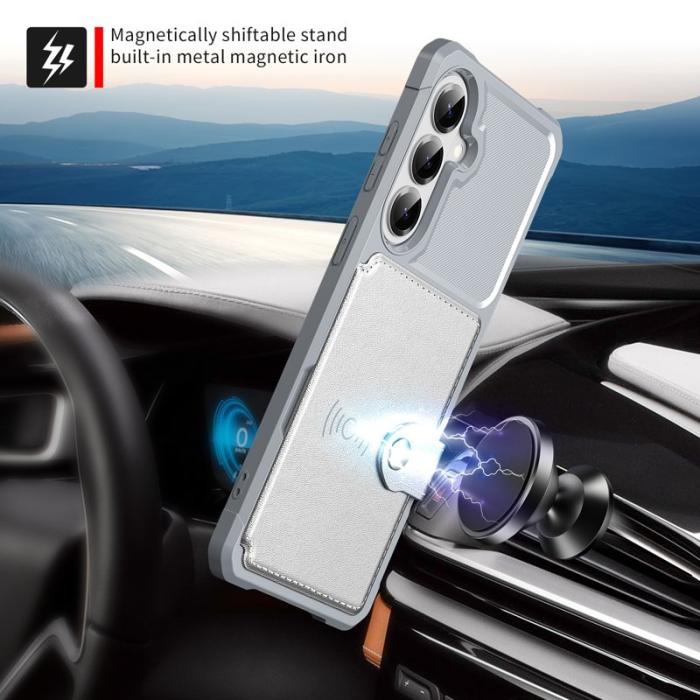 OEM - Mobilfodral för Samsung Galaxy S26 Plus Kortfack Konstläder - Silver