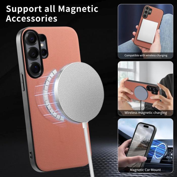 OEM - Mobilskal för Samsung Galaxy S26 Ultra Magnetiskt Konstläder + PC + TPU - Rosa