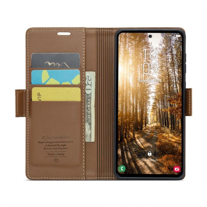 Caseme - CASEME Plånboksfodral Konstläder för Samsung Galaxy S24 FE - Brun