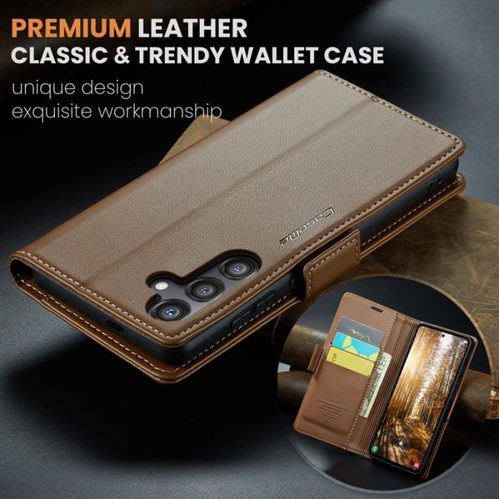 Caseme - CASEME Plånboksfodral Konstläder för Samsung Galaxy S24 FE - Brun