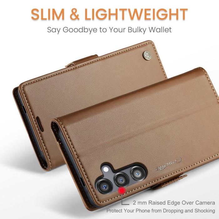 Caseme - CASEME Plånboksfodral Konstläder för Samsung Galaxy S24 FE - Brun