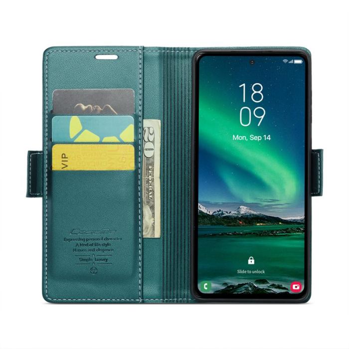 Caseme - CASEME Plånboksfodral Konstläder för Samsung Galaxy S24 FE - Grön