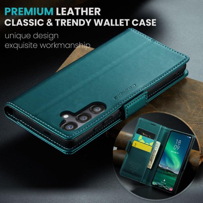 Caseme - CASEME Plånboksfodral Konstläder för Samsung Galaxy S24 FE - Grön