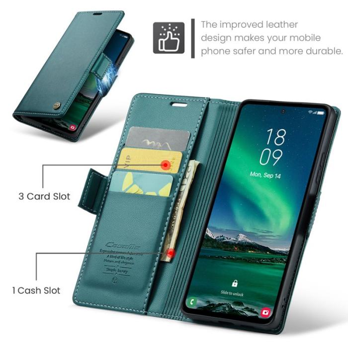 Caseme - CASEME Plånboksfodral Konstläder för Samsung Galaxy S24 FE - Grön