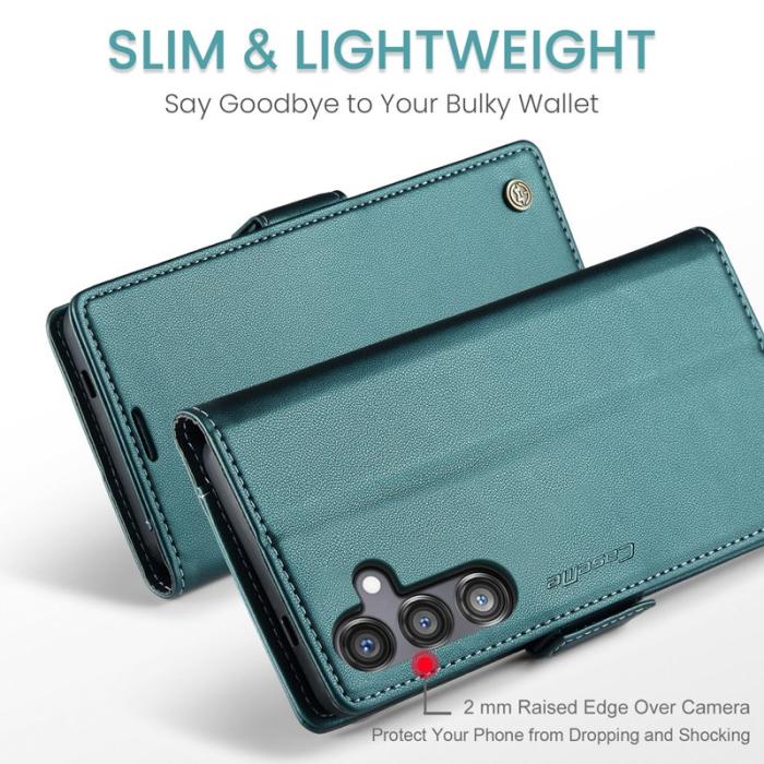 Caseme - CASEME Plånboksfodral Konstläder för Samsung Galaxy S24 FE - Grön