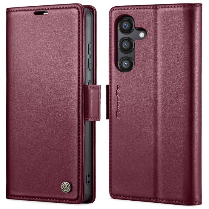 Caseme - CASEME Plånboksfodral Konstläder för Samsung Galaxy S24 FE - Röd