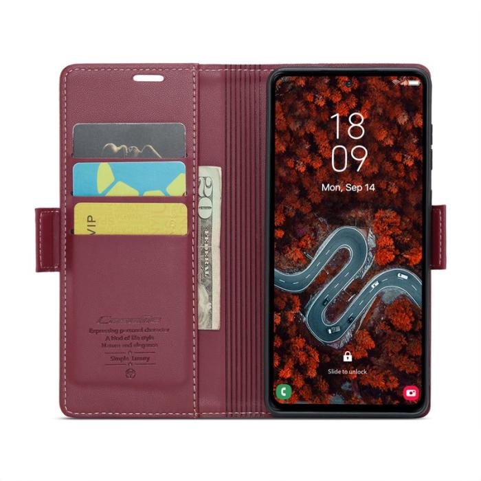 Caseme - CASEME Plånboksfodral Konstläder för Samsung Galaxy S24 FE - Röd