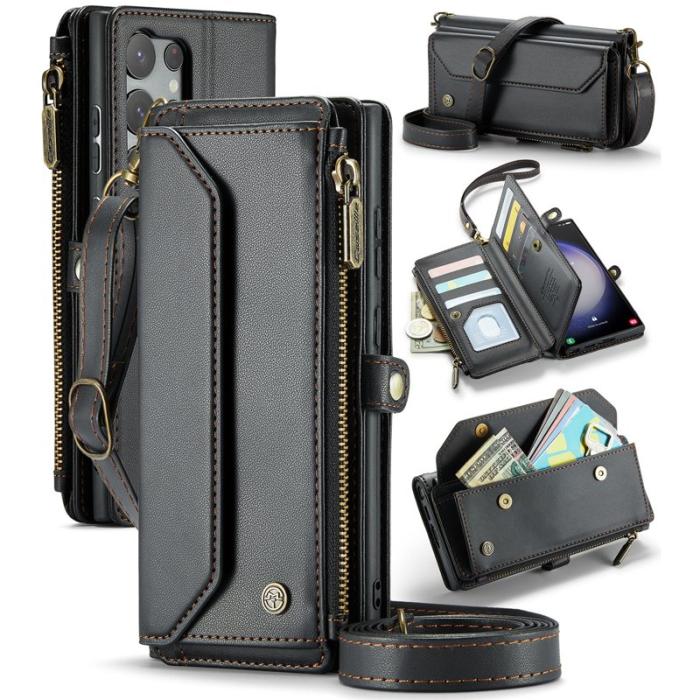 Caseme - CASEME Plånboksfodral Konstläder till Samsung Galaxy S23 Ultra - Svart