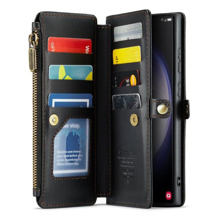 Caseme - CASEME Plånboksfodral Konstläder till Samsung Galaxy S23 Ultra - Svart