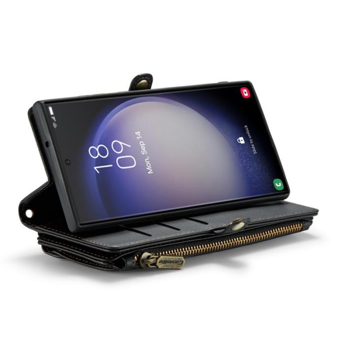 Caseme - CASEME Plånboksfodral Konstläder till Samsung Galaxy S23 Ultra - Svart