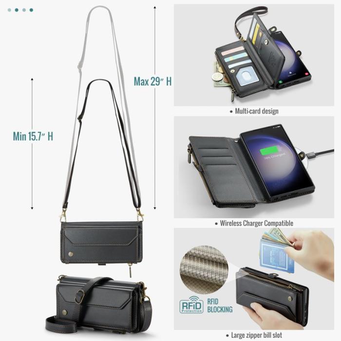 Caseme - CASEME Plånboksfodral Konstläder till Samsung Galaxy S23 Ultra - Svart