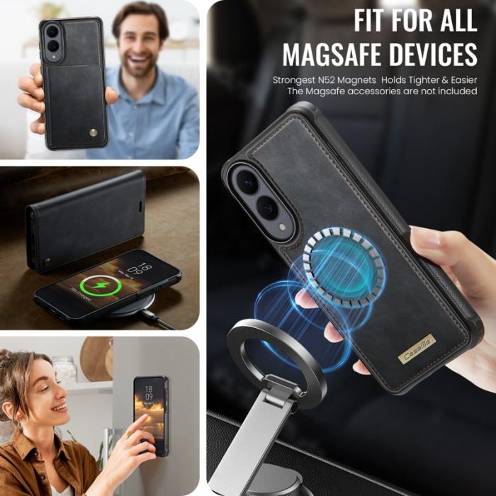 Caseme - CASEME C49 Mobilskal till Samsung Galaxy S25 Edge MagSafe RFID Läder Svart