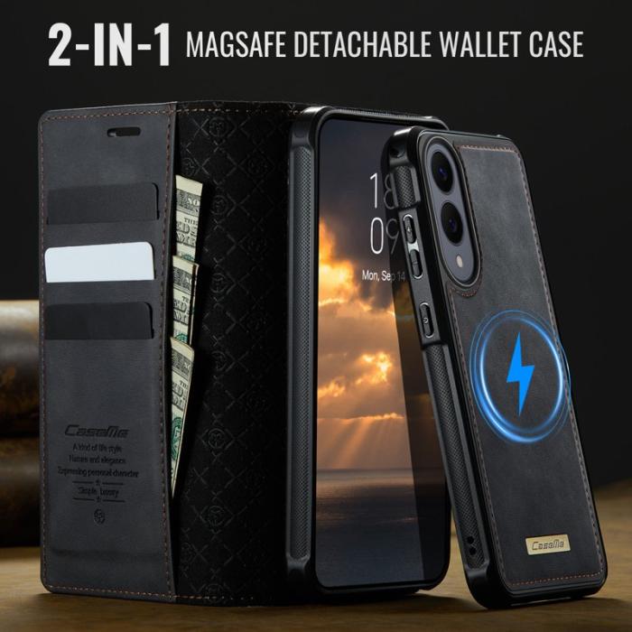 Caseme - CASEME C49 Mobilskal till Samsung Galaxy S25 Edge MagSafe RFID Läder Svart
