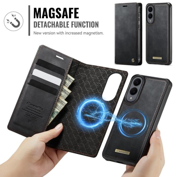 Caseme - CASEME C49 Mobilskal till Samsung Galaxy S25 Edge MagSafe RFID Läder Svart