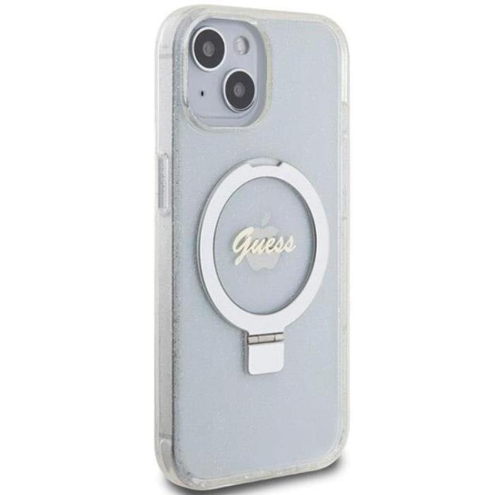 Guess - Guess iPhone 15/14/13 Mobilskal MagSafe Ringställ Script Glitter