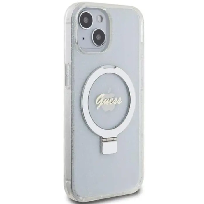 Guess - Guess iPhone 15/14/13 Mobilskal MagSafe Ringställ Script Glitter