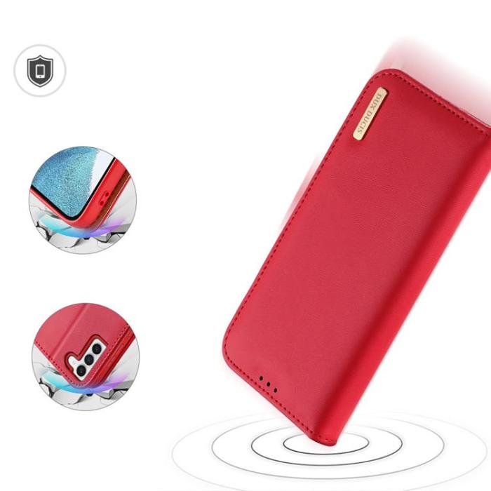 DuxDucis - Dux Ducis Galaxy S23 Plånboksfodral Äkta Läder RFID Hivo - Röd
