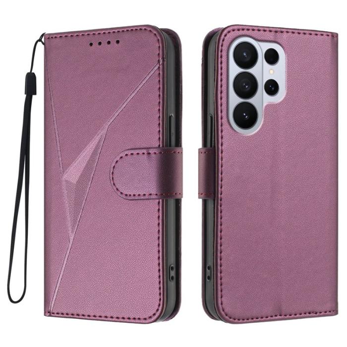 OEM - Mobilskal till Samsung Galaxy S26 Ultra Triangelprägling KonstLäder - Mörklila