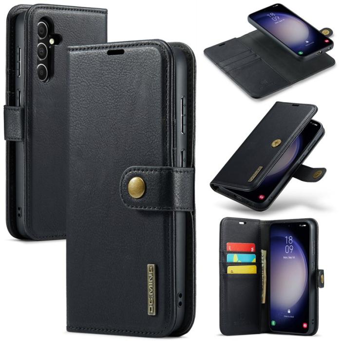 DG.MING - DG.MING Samsung Galaxy S24 FE Plånboksfodral Äkta läder Svart