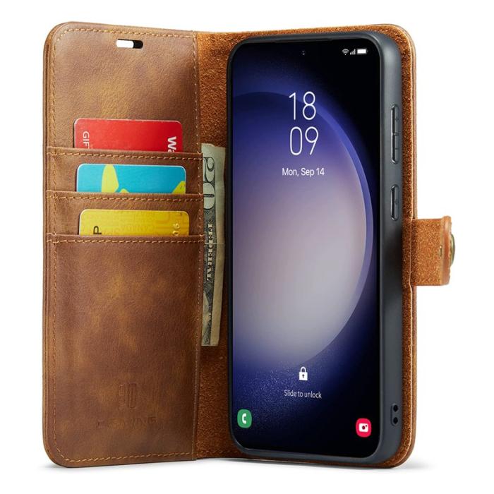 DG.MING - DG.MING Samsung Galaxy S24 FE Plånboksfodral Äkta läder - Brun