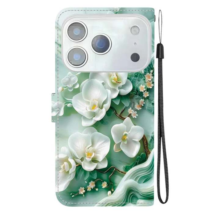 A-One Brand - iPhone 17 Pro Max Plånboksfodral Med Lanyard - Jade Flower